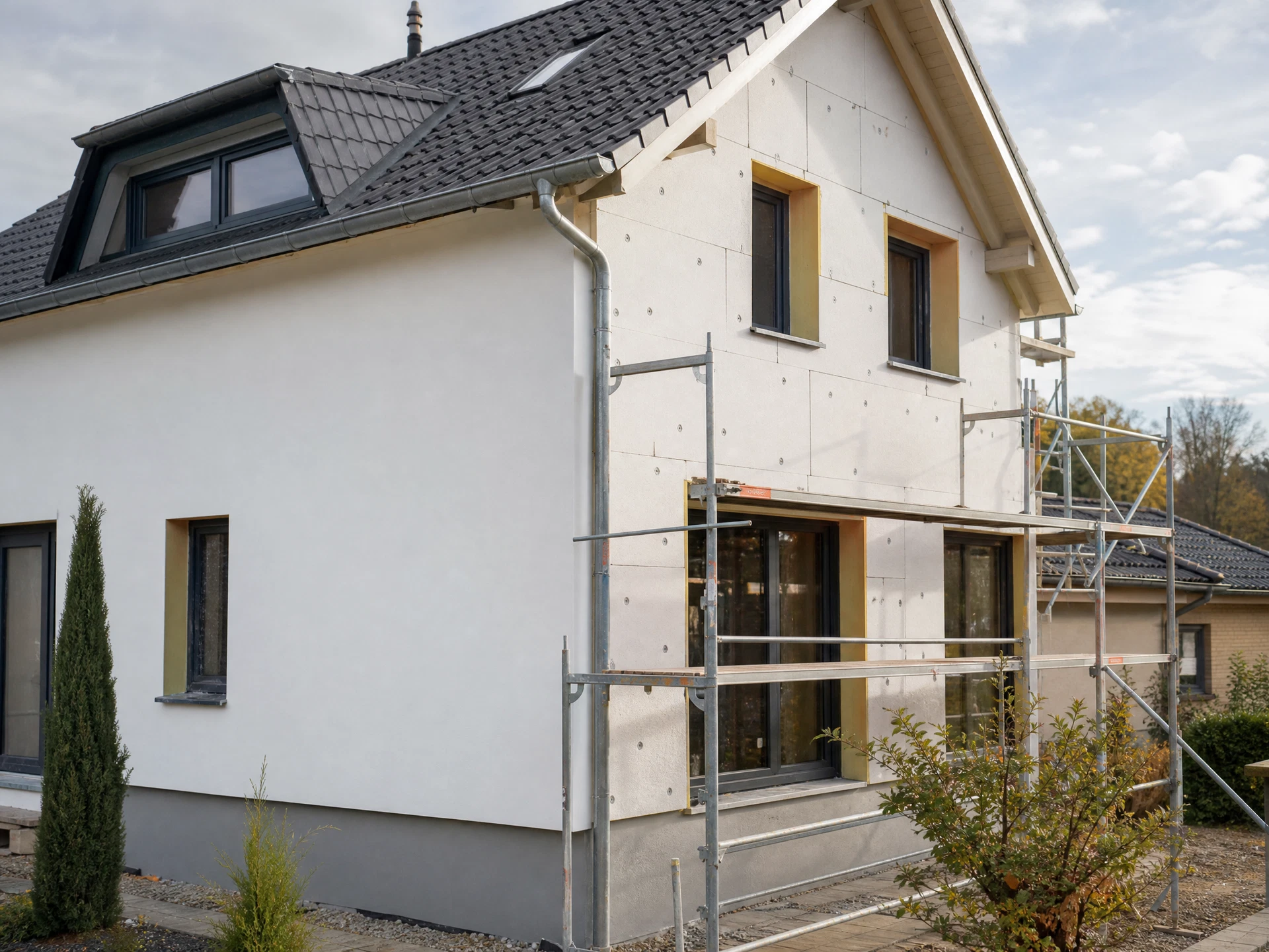 Pose d’isolation thermique extérieure sur maison européenne